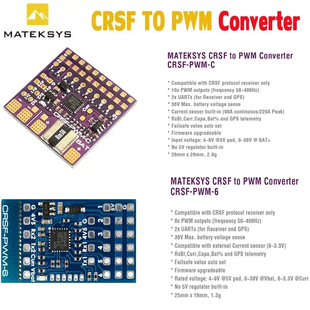 MATEK – convertisseur CRSF vers PWM CRSF-PWM-6 CRSF-PWM-C TBS Crossfire Nano SE, récepteur adapté aux Drones RC FPV, pièces fiables
