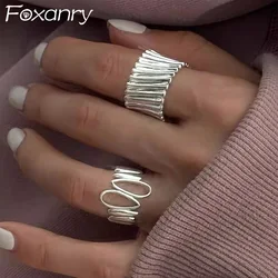 Foxanry Silver Color Water Drop Rings For Women Couples Personality Trendy Minimalist Heavy Industry Elegant Party Jewelry Gifts