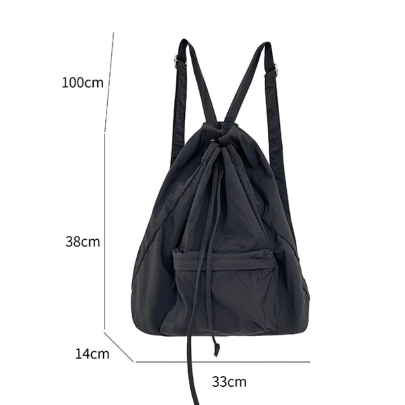 Chikage Harajuku Style Lightweight Backpack Casual Fashion Student Drawstring Backpack Simple Large Capacity Nylon Schoolbag