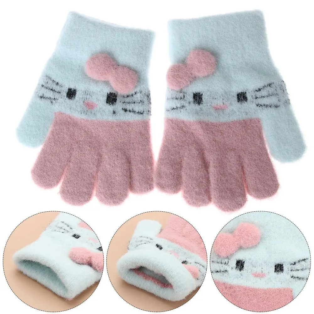 Boys Girls Rabbit Wool Soft Full Finger Mittens Kids Gloves Knitted Thermal Gloves Children's Gloves