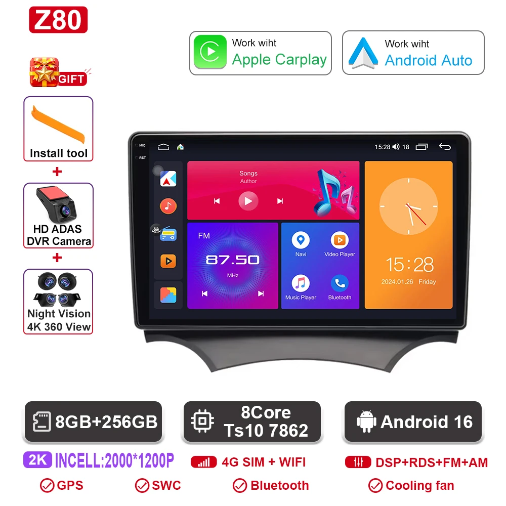 Android autoradio voor Ford Ka K2 2008 2009 2010 2011 - 2014 Carplay Android Auto radio multimediaspeler GPS navigatie DSP SWC
