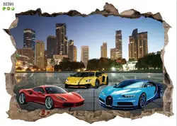 3D City High end Sports Car Cool Motorcycle Wall Sticker Boys Dream Car Art Poster Wallpaper Children's Room Gift Decoration