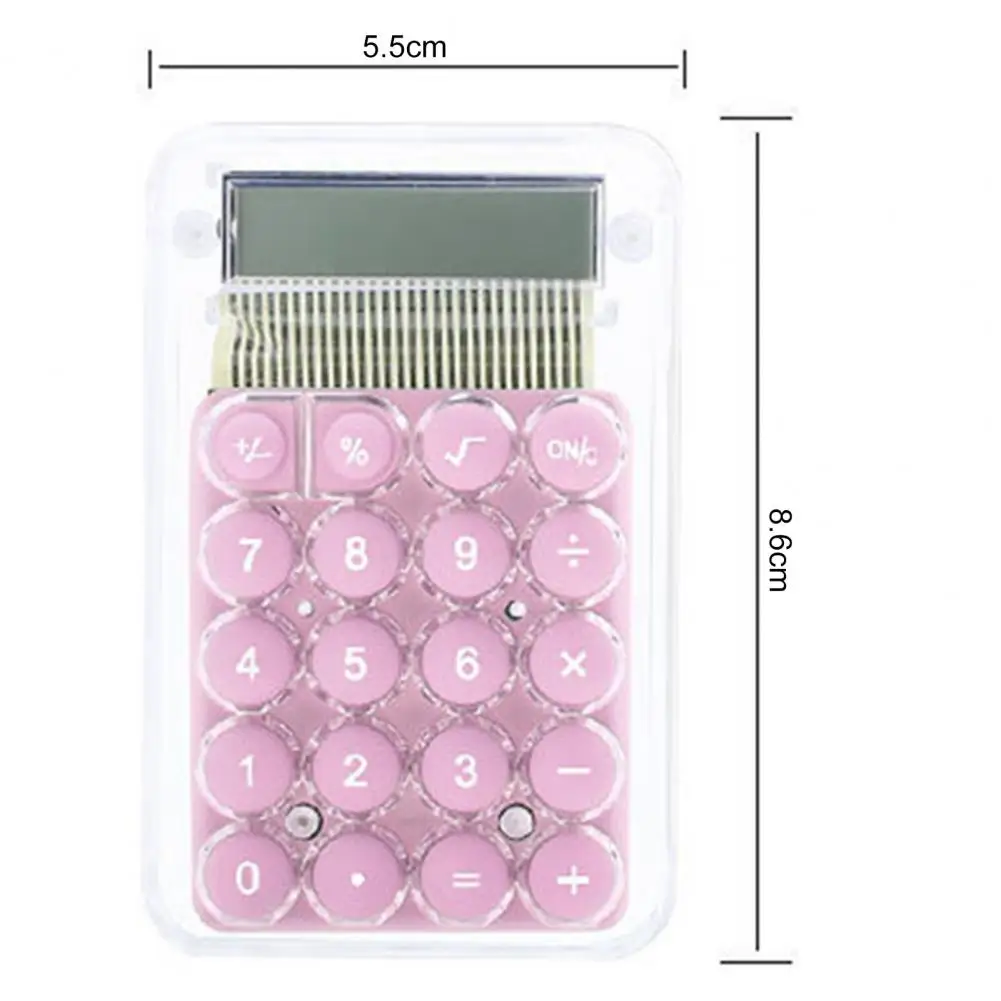 Student Calculator Lcd-Display Groot Scherm Siliconen Knoppen Op Batterijen 8-cijferige Handheld Studie Elektronische Rekenmachine School