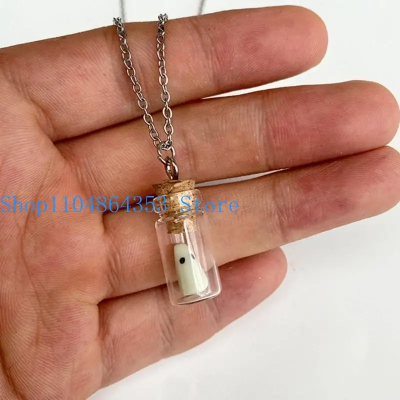 652F Glow Jewelry Exaggerated Design Acrylic Clear Bottle Necklace Halloween Horror Specter Earrings Female