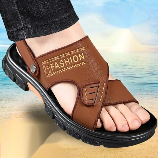 Men's Sandals 2023 New In Summer Soft Leather Anti Slip Beach Shoes For Men Waterproof Casual Slippers Sandalias Zapatos Hombre