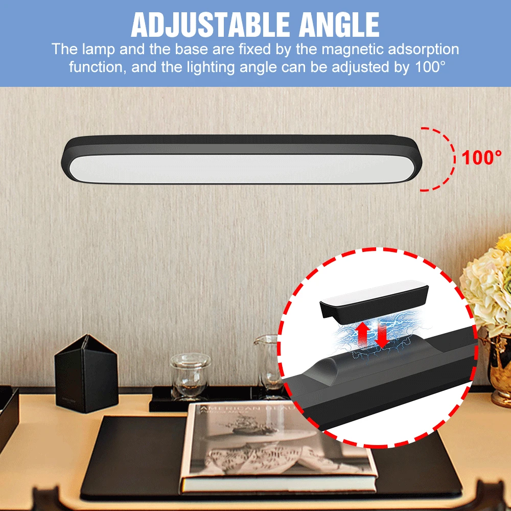 Magnetic Table Lamp LED Bulb Computer Desk Lamp Bedroom Dimming Night Light Bedside Rechargeable Light Office Study Reading Lamp