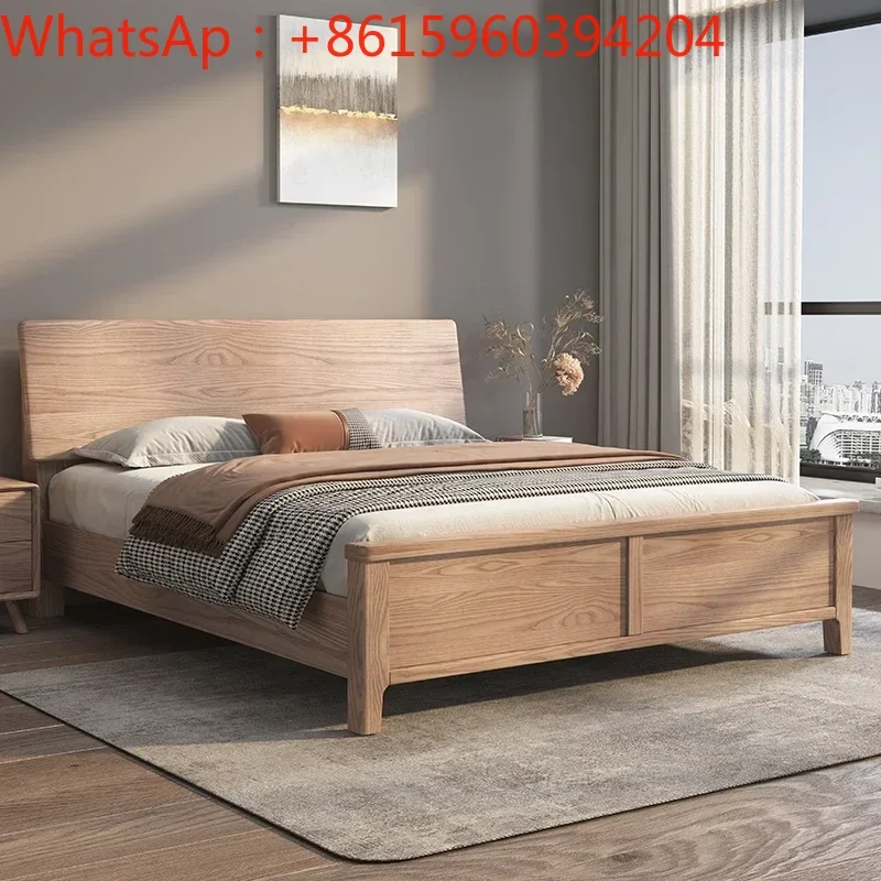 White wax wood full solid wood bed, sold directly by the original wood factory, modern simple single bed, 1-2 meter storage