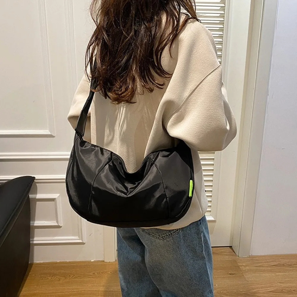 Large Capacity Nylon Single Shoulder Bag Multi-Functional Streetwear Casual Chest Pack Lightweight Solid Color