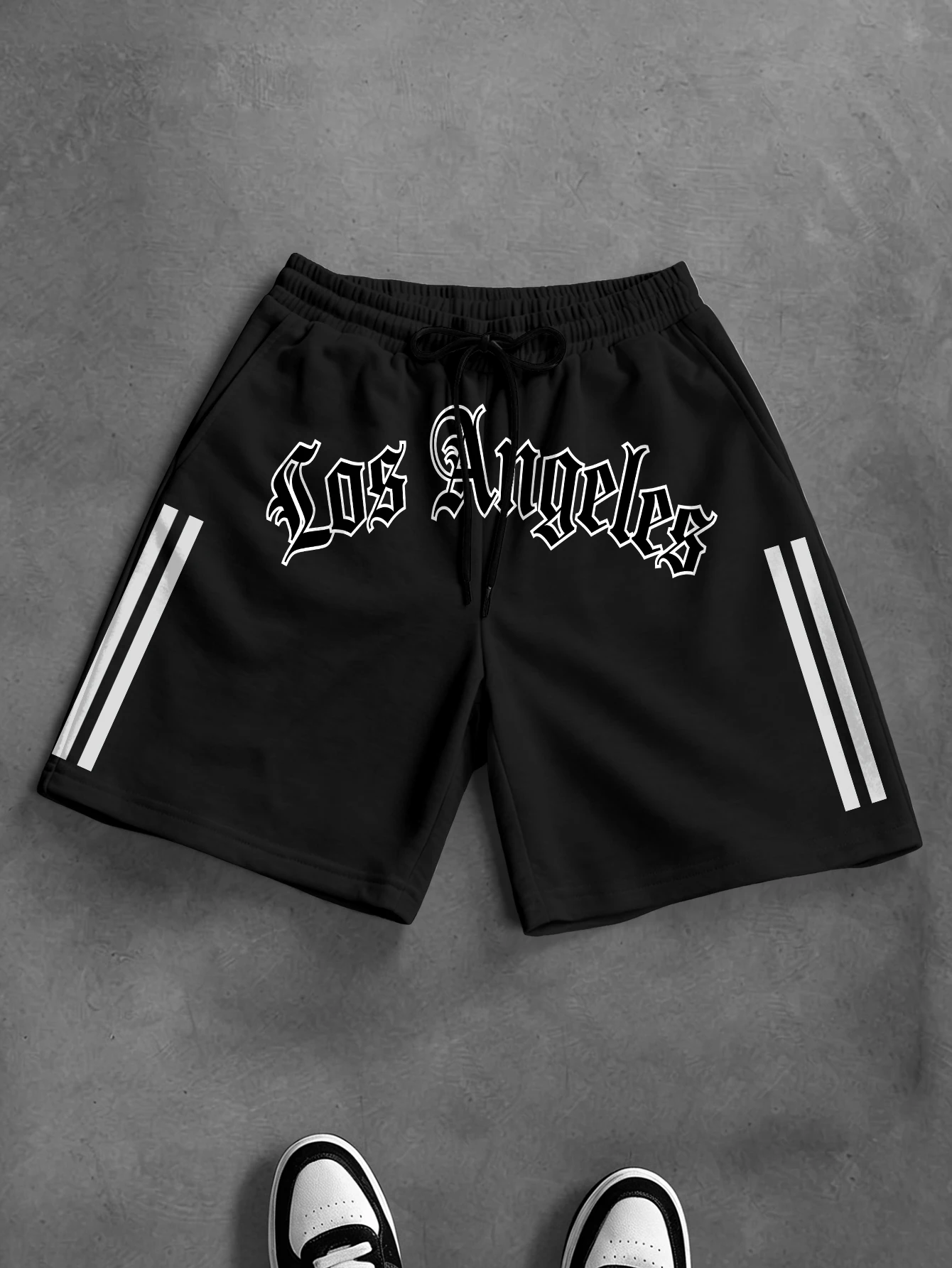 

Men's Oversized Gothic Streetwear Shorts Brand Los Angeles Print Polyester Black Multi Color Casual Shorts S-2XL All Size 1Pc