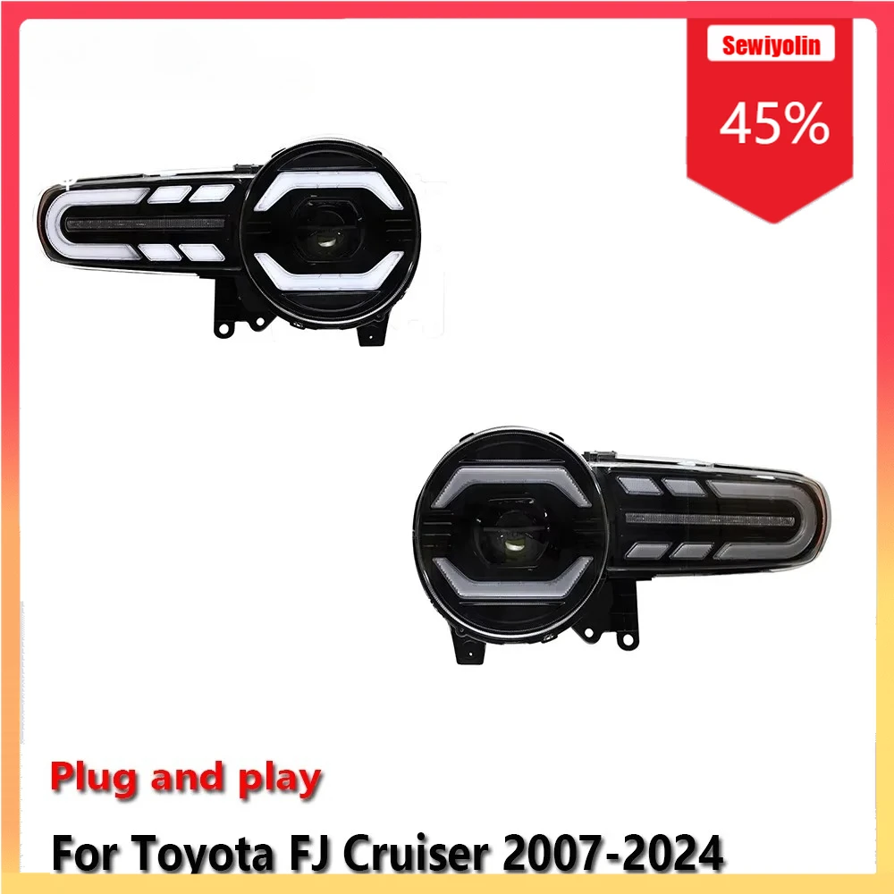 

Автомобильные светодиодные фары, автомобильные детали для Toyota FJ Cruiser 2007-2024, противотуманные DRL, стоп-сигнал, указатель поворота, Plug and Play