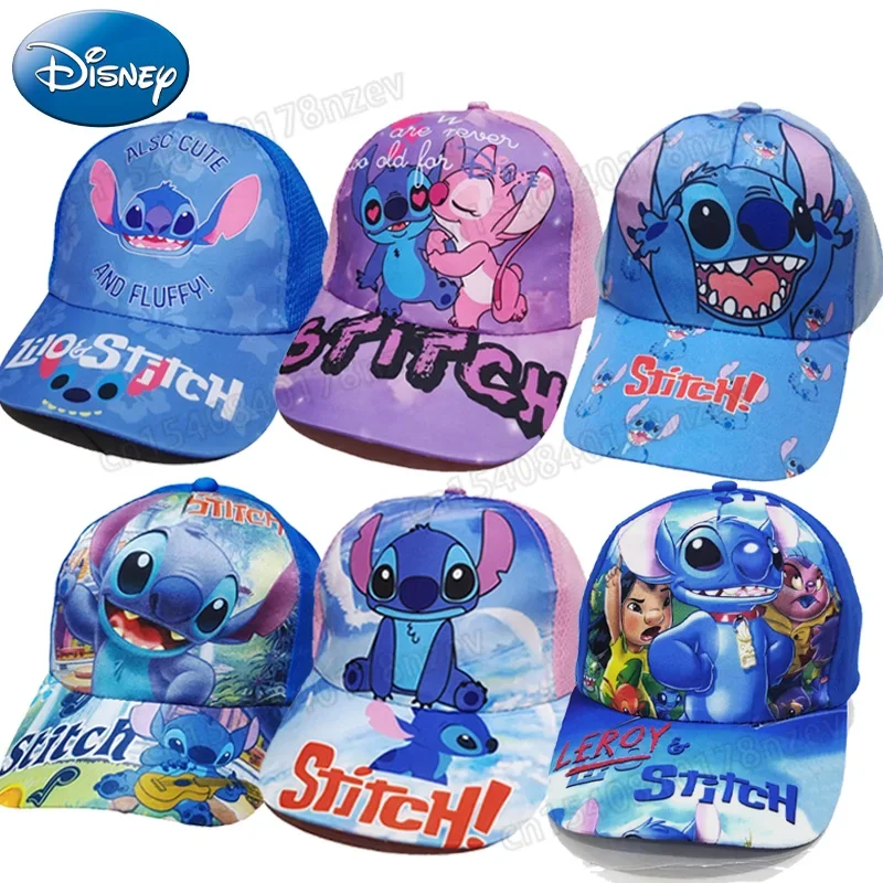 Disney Cartoon Lilo & Stitch Baseball Cap Children's Anime Stitch Cute Summer Sun Protection Sun Hat for Girls Boys 2-8year Old