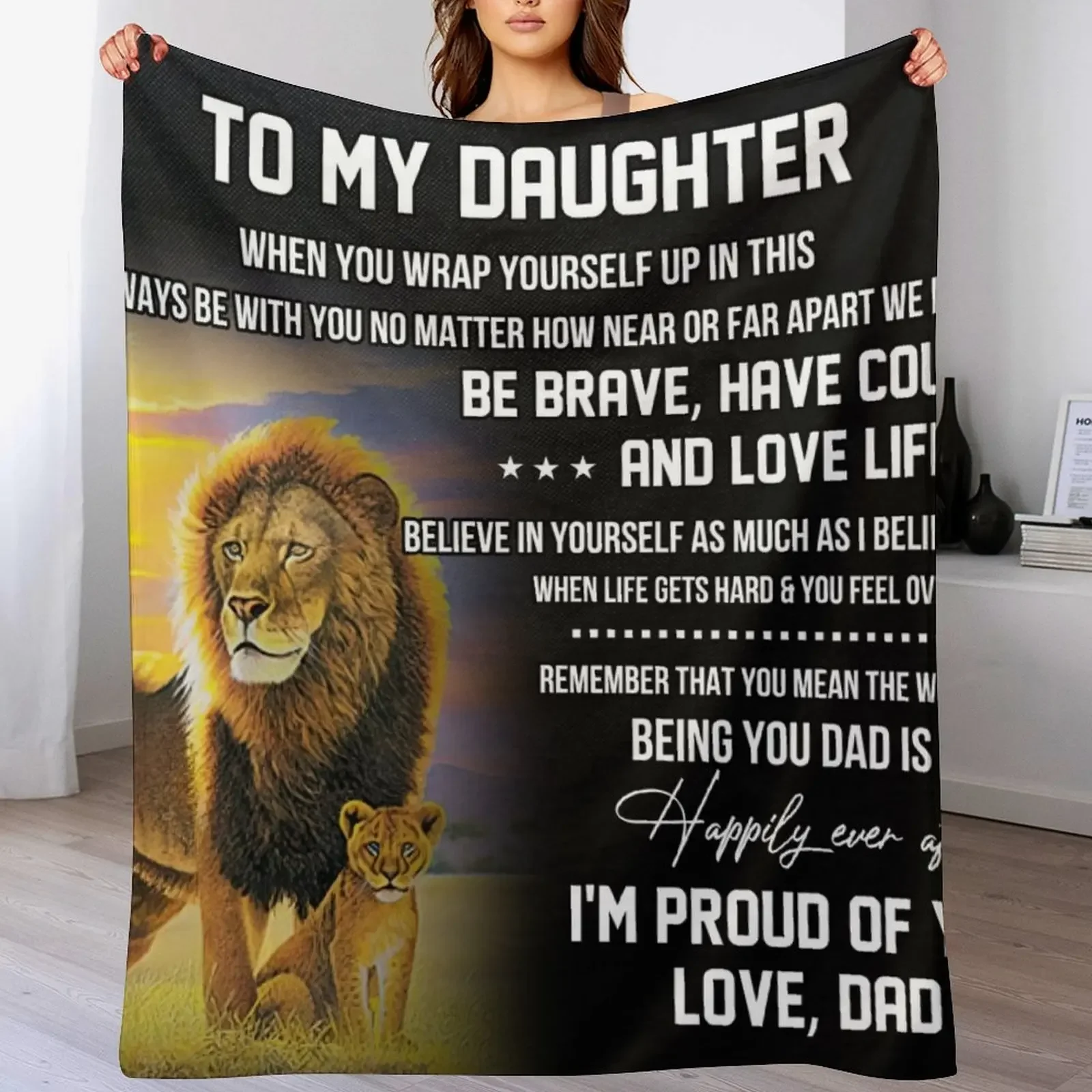 

To My Daughter Throw Blanket Cozy Light Blanket for Travel Camping Picnic