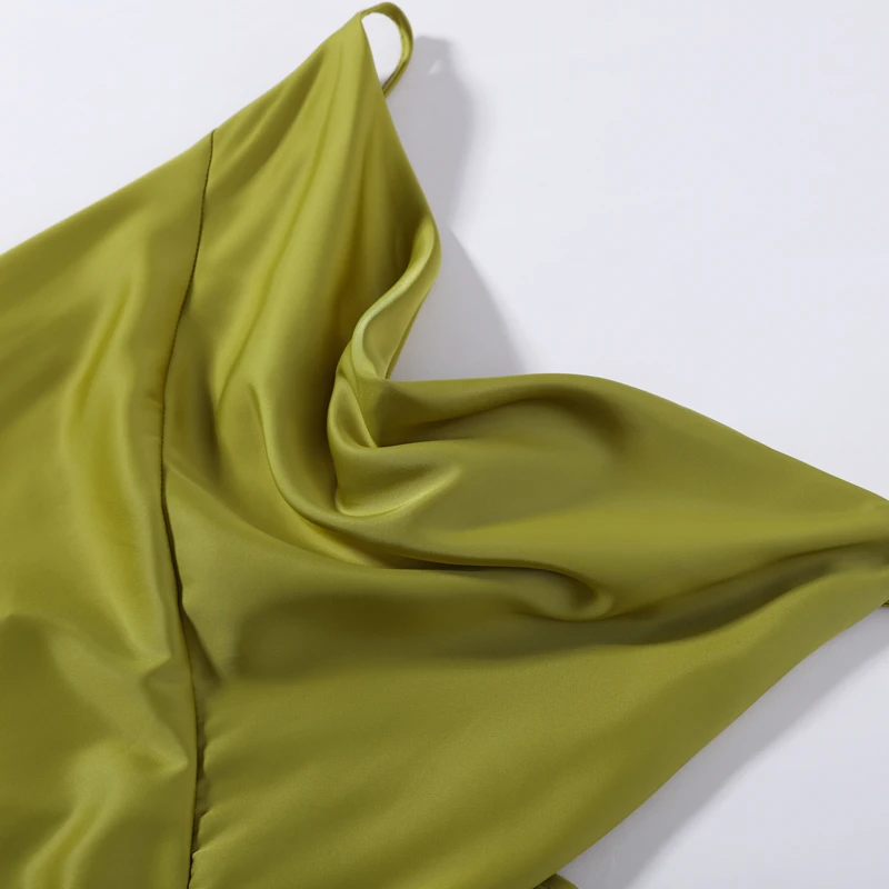 Sexy Women's Satin Solid Long Dress Swing Collar Sleeveless Backless Spaghetti Strap Slit Dresses 2026 Summer Evening Lady Robes