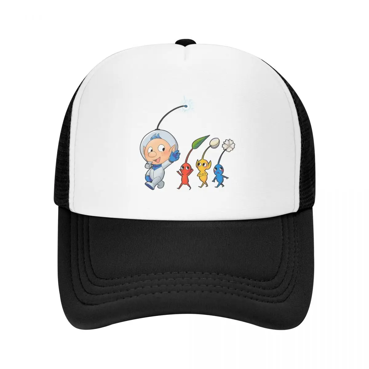 Pikmin topi bisbol jaring kasual modis, topi bisbol uniseks musim panas Hip Hop dapat disesuaikan polikromatik