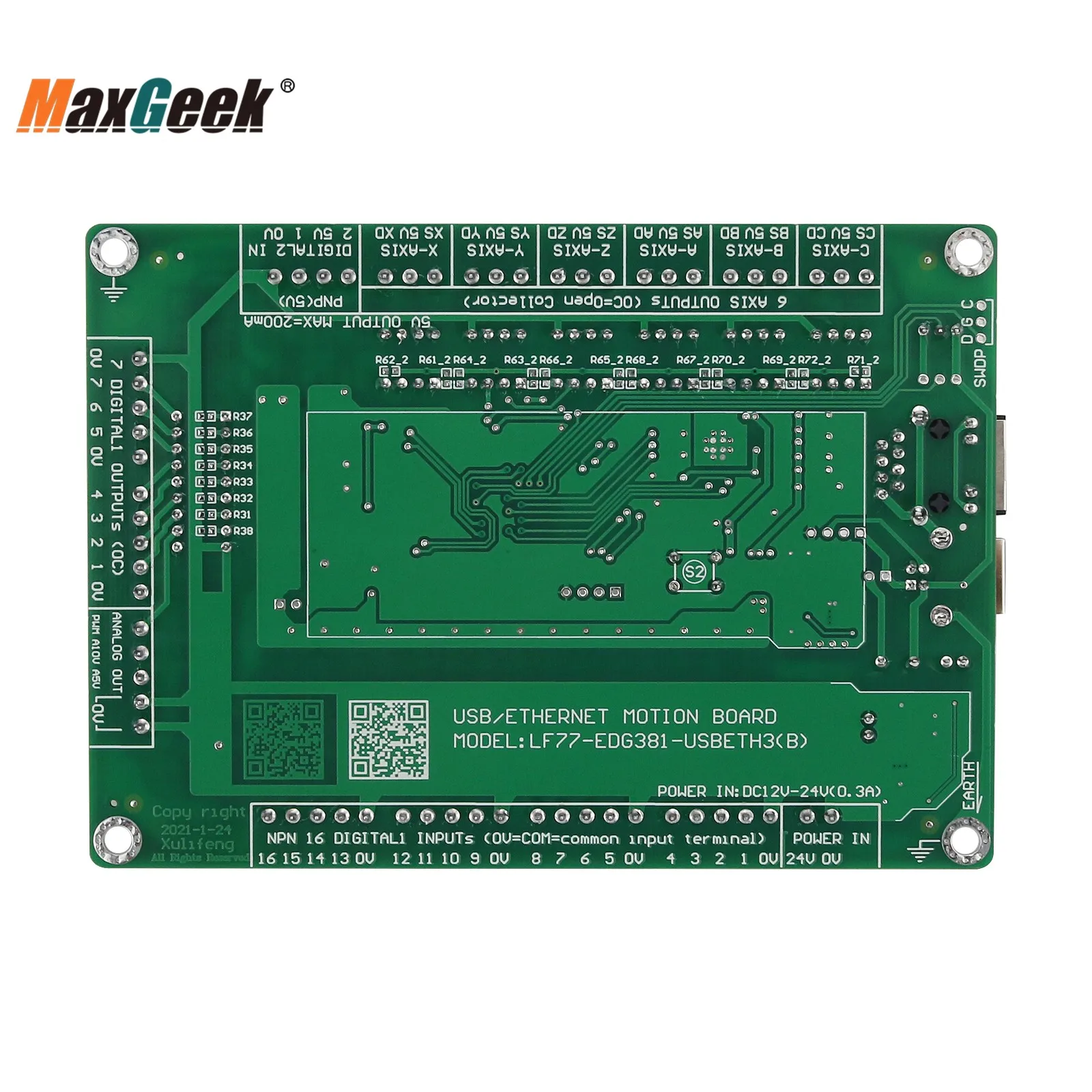 Imagem -05 - Maxgeek Placa Controladora Mach3 de Eixos Controlador de Movimento Cnc Suporte Usb Mais Ethernet para Máquina de Gravação Cnc