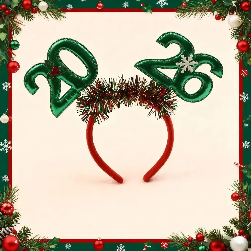 الترتر 2026 السنة الجديدة Headbands نجمة ملونة عيد الميلاد عقال خوذة عدد السنة الجديدة الشعر هوب للكبار والأطفال #4