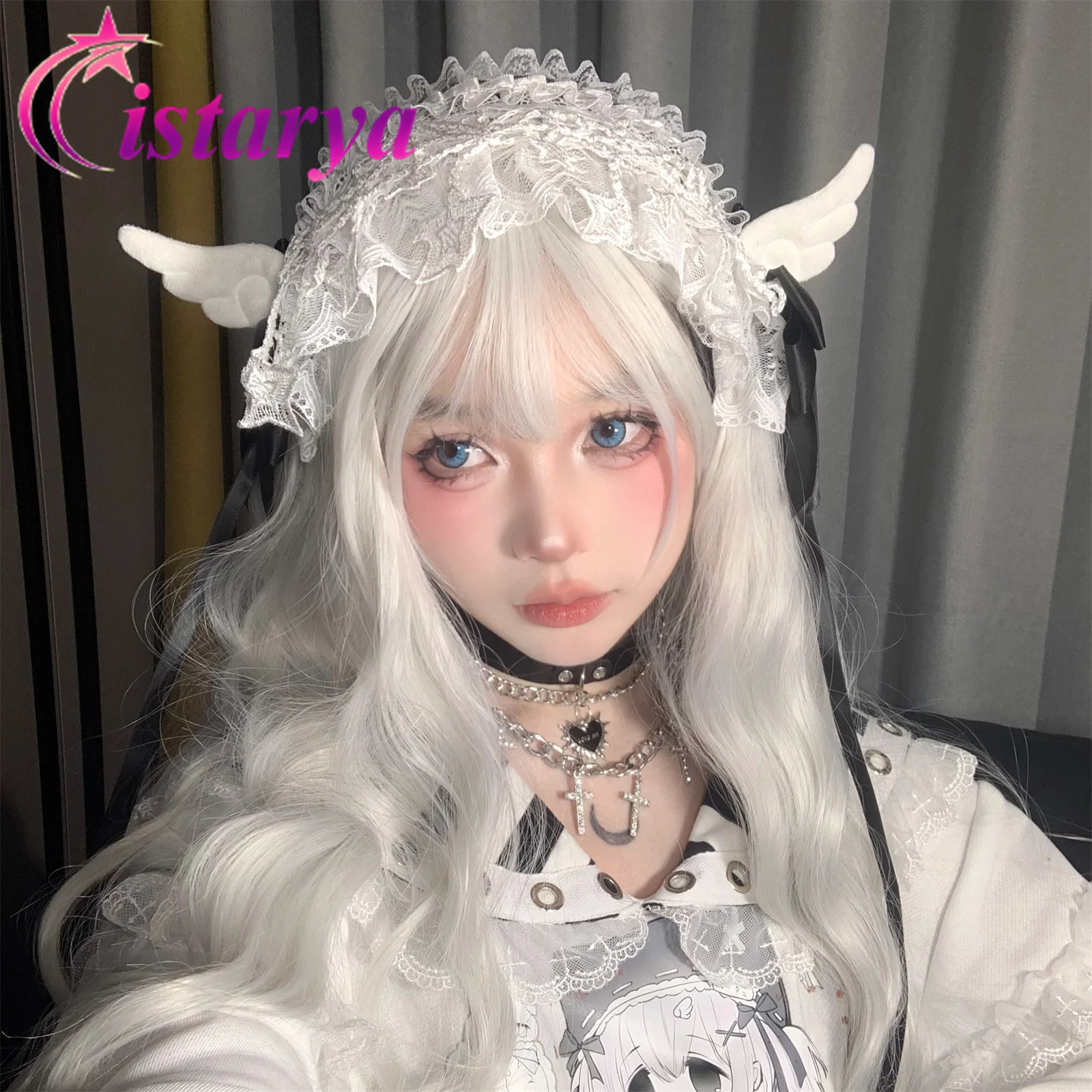 

Lolita Kawaii Girl Lace Angel Wings Headband Y2K Gothic Cross Flower Cosplay Party Hairband Japaness Harajuku Hairpin Barrettes