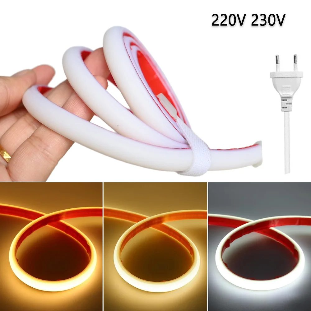 5m-10m-20m-防水cob-ledストリップライト-220v-230v-ip67-高輝度-室内-屋外-ガーデンライト-暖白色-自然白色-euプラグ