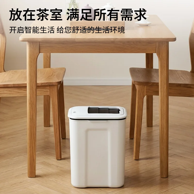 Smart Induction Tea Drain Bucket, Integrated Metal Sliding Lid Waste Bin For Household Office Kung Fu Tea Residue Storage