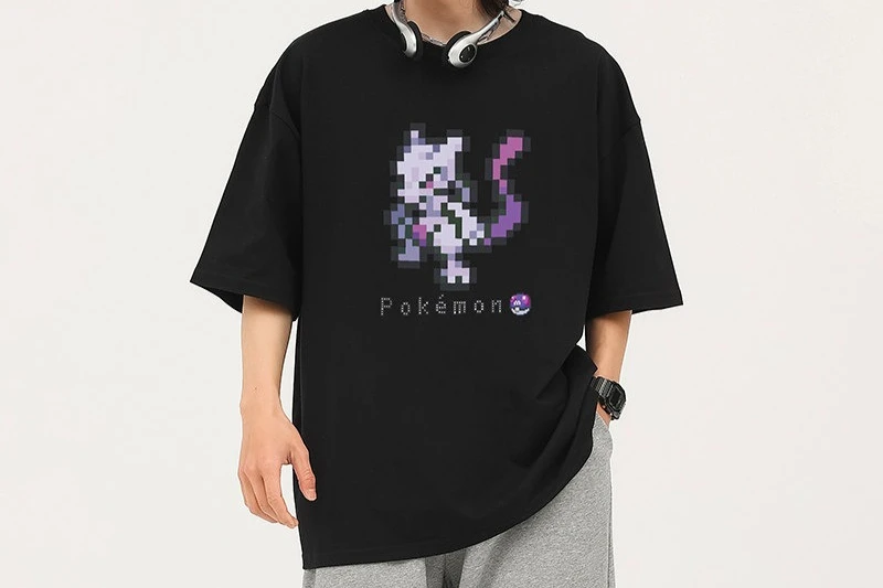 

Мужская футболка с коротким рукавом в стиле Pokémon, летняя, в стиле аниме Pokémon Pixel, свободная, повседневная, белая.