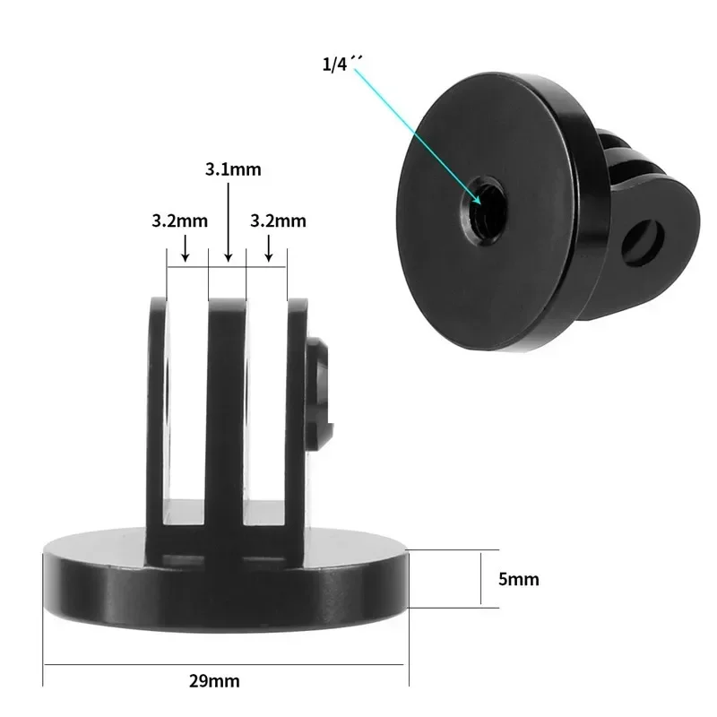 For Gopro Tripod Mount Adapter 1/4 Thread Adapter CNC Aluminium Alloy for GoPro Hero 11 10 9 8 7 6 Action Camera Accessory