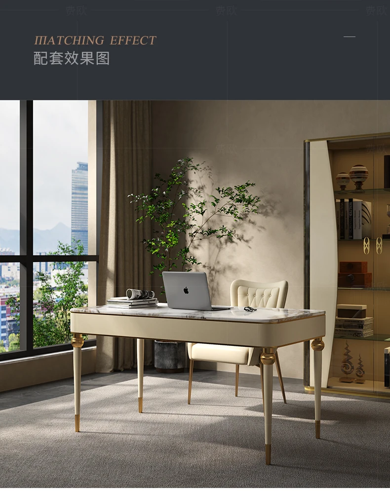 Scrivania da studio di lusso leggera, scrivania moderna di fascia alta per la casa in ardesia di marmo