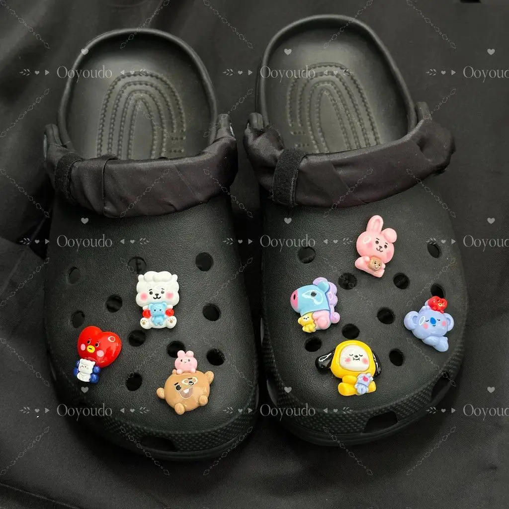 Лето 2022, BT21s Tata Cooky, обувь с цветочной пряжкой, аксессуары, нишевые пляжные сандалии «сделай сам», Hooky Chimmy, 3D пряжка для обуви, украшение, подарок