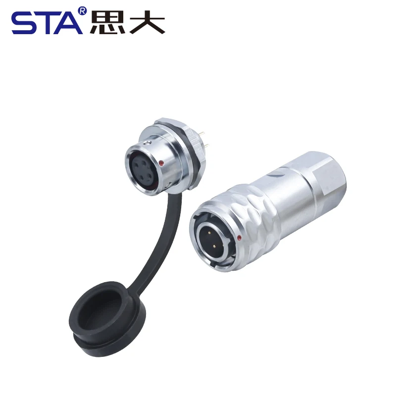 SF8 Waterproof IP67 Copper Push Pull Circular Connector 2/3/4/5/6/8 Pin Male Female Aviation Plug Power Use Push-in Fast Locking