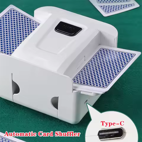 Automatic Card Shuffler Rechargeable 1-2 Deck Low Noise Operation Card Shuffler for Poker UNO Blackjack Skip Home Party Outdoor