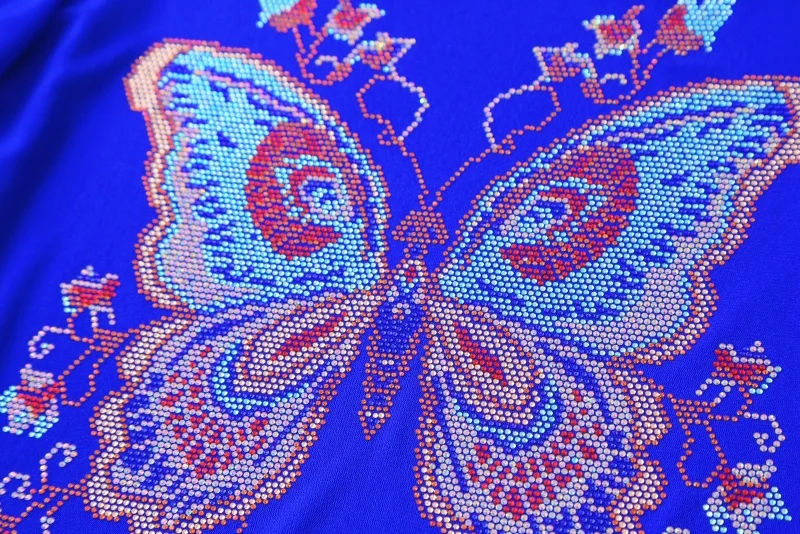 M-3XL New Summer European Clothes T-Shirt Women Fashion Sexy Off Shoulder Shiny Diamonds Butterfly Tops Female Slim Mesh Tees