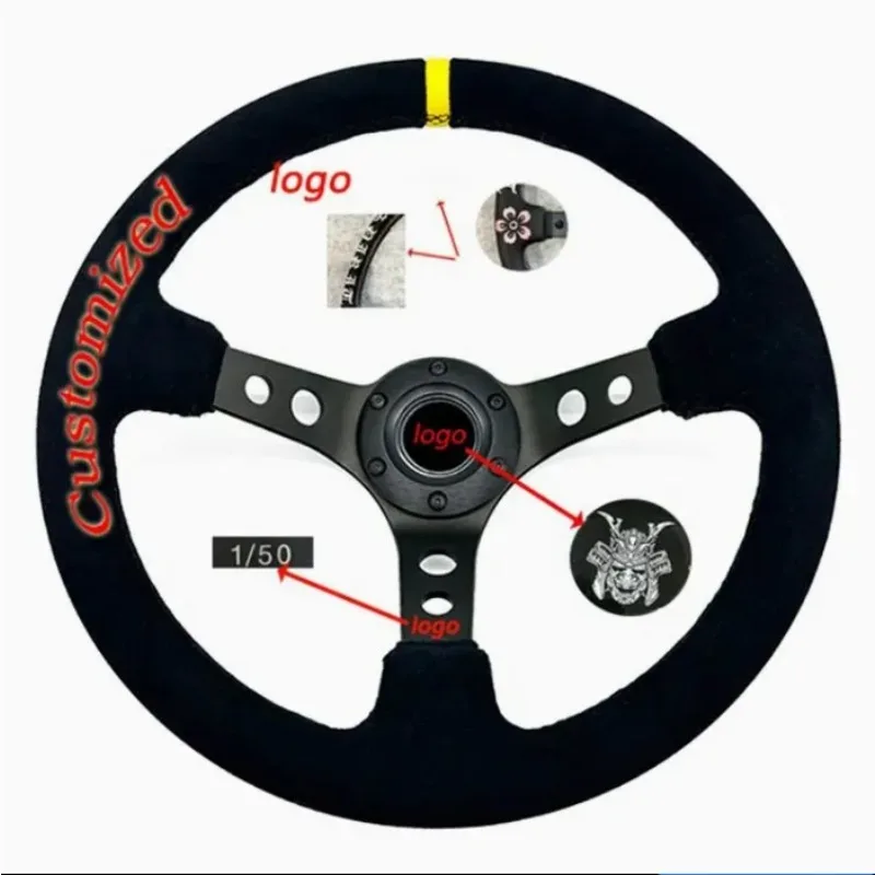 High Performance Universal Fit Customizable 3-Spoke Car Racing Steering Wheel Leather Carbon Fiber YJDS Brand 35mm Grip Size