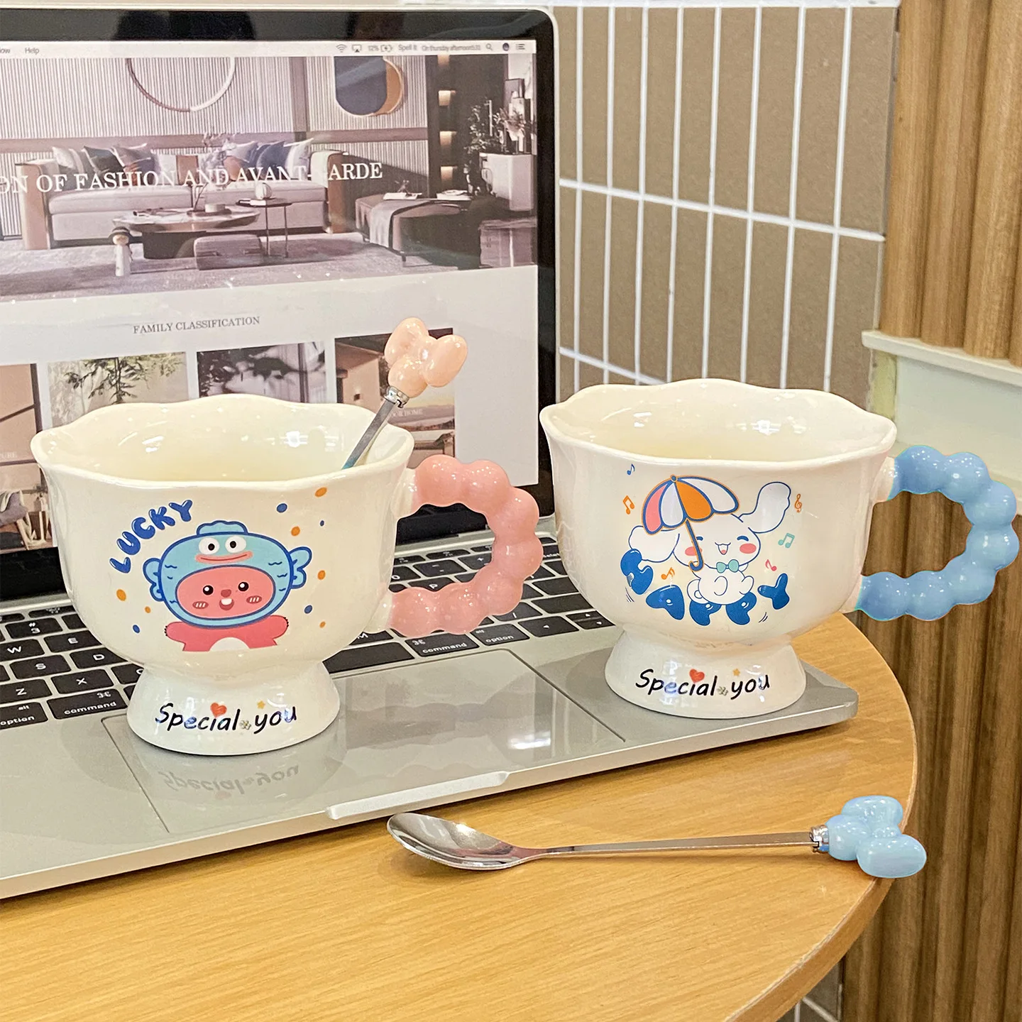 Ins Cute Tall Cup, Household Ceramic Coffee Cup, Makeup Cup, Female Birthday Gift, Handheld Gift