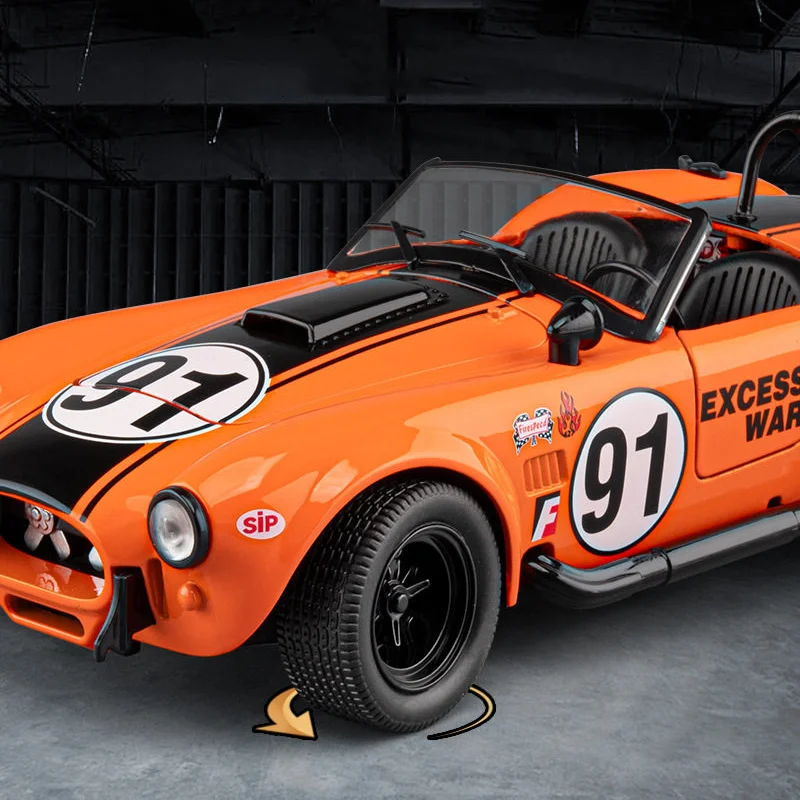 1:22 Shelby Cobra 427 S/C Alloy Sports Car Model Diecast Metal Classic Retro Racing Vehicles Car Model Sound Light Kids Toy Gift