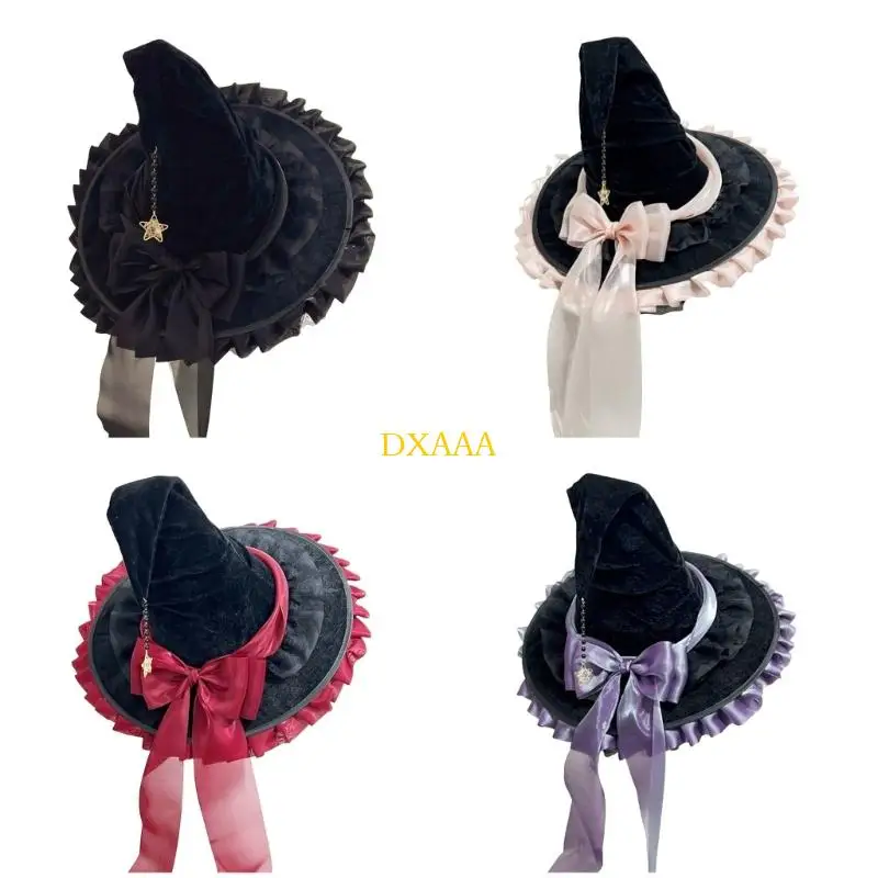 

DXAA Halloween Wizard Hat Large Black Witches Witch Hat Bowknot Witch Caps Gifts
