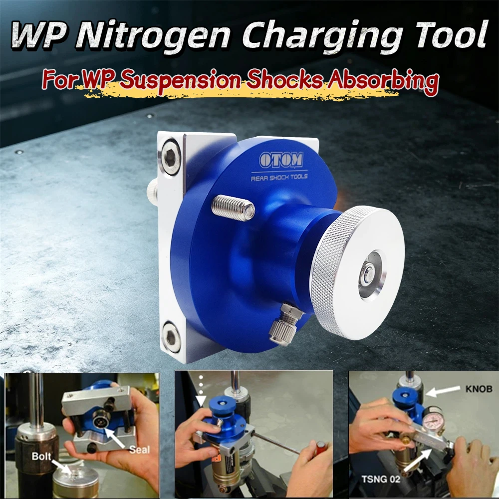 For WP Suspension Motorcycle Nitrogen Charging Tool with Reservoir Universal Motocross Shock Absorber Accessory