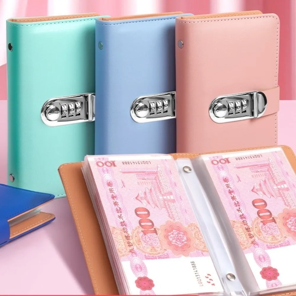 50Sheets Saving Money Binder Portable PU Leather Budget Binder with Lock Wallet Storage Cash Envelopes Account Book 50 Sheets view 3