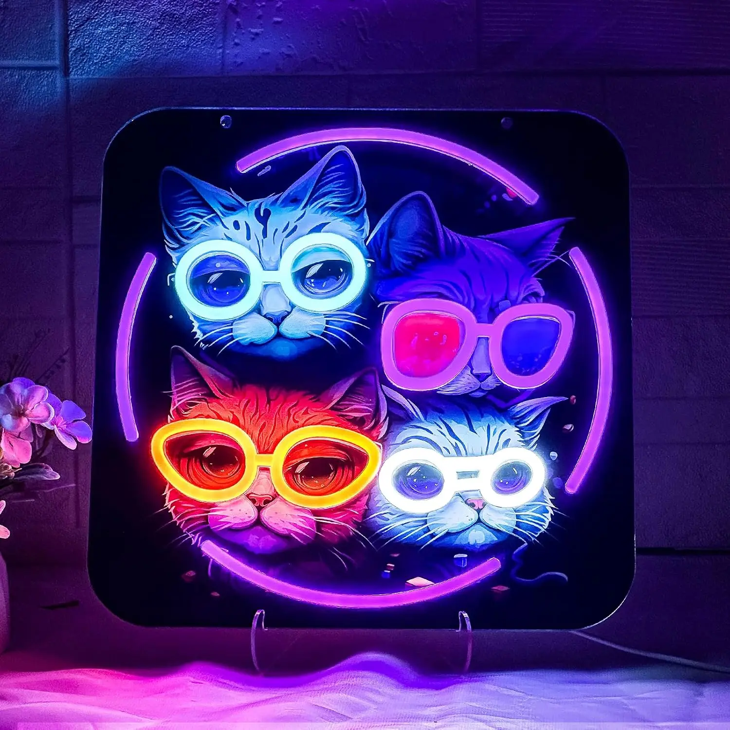 Cool Cats LED Neon Sign USB Powered Neon Light Kids Bedroom Game Room Bar Wedding Party Home Decoration Night Light Gift