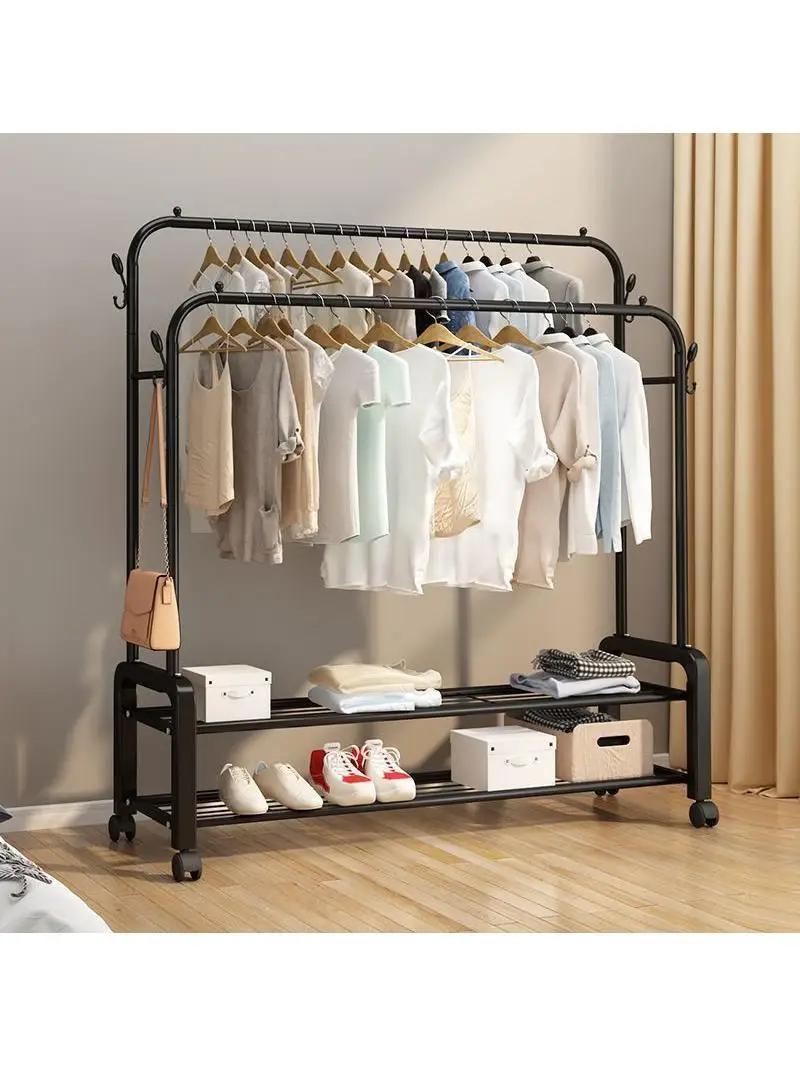 

Bedroom Stand up Clothes Drng Ra Mobile Indoor Iron Coat Hanger for Balcony Dormi Home Use Luxury Sle Storage Organ...