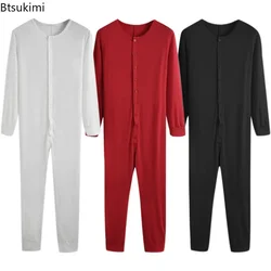 New Pajamas Jumpsuits Men 2026 Home Wear Solid Long-sleeved Comfortable Rompers Tight-fitting Casual Pajamas Sexy Pajamas Male