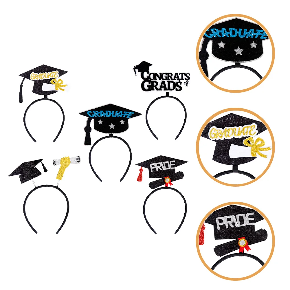 

5Pcs Graduation Cap Headdress Excellent Detailing for Eye-Catching Graduation Party Costumes Bachelor Party Decorations