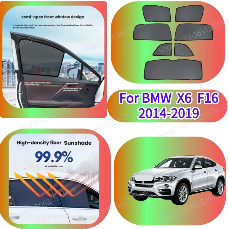 2014-2019 For BMW X6 F16 Front Windshield Magnetic Sunshade Mesh UV Protection Custom Fit Car Sun Shade Curtain