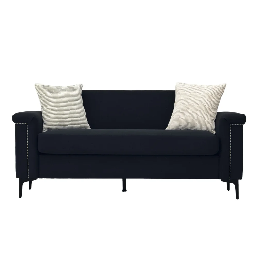 PINGGO 2-Sitzer-Sofa im nordischen Stil, feiner Leinenstoff, Massivholzrahmen, stabile Eisenbeine, 174 x 72 x 82 cm, Wohnzimmermöbel – Detail 16