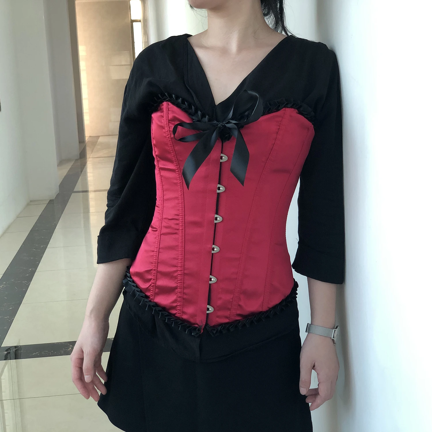 Corset Top Bustier For Women Overbust Satin Sexy Lace Up Corselet Brocade Vintage Style Corset