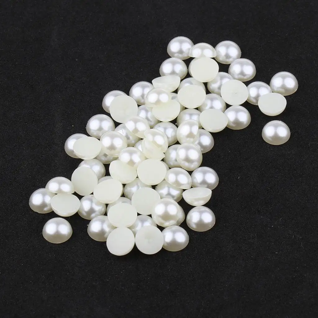 2-6pack 500 Pieces Half Round Flatback Pearl Embellishment for Nair Art 8mm