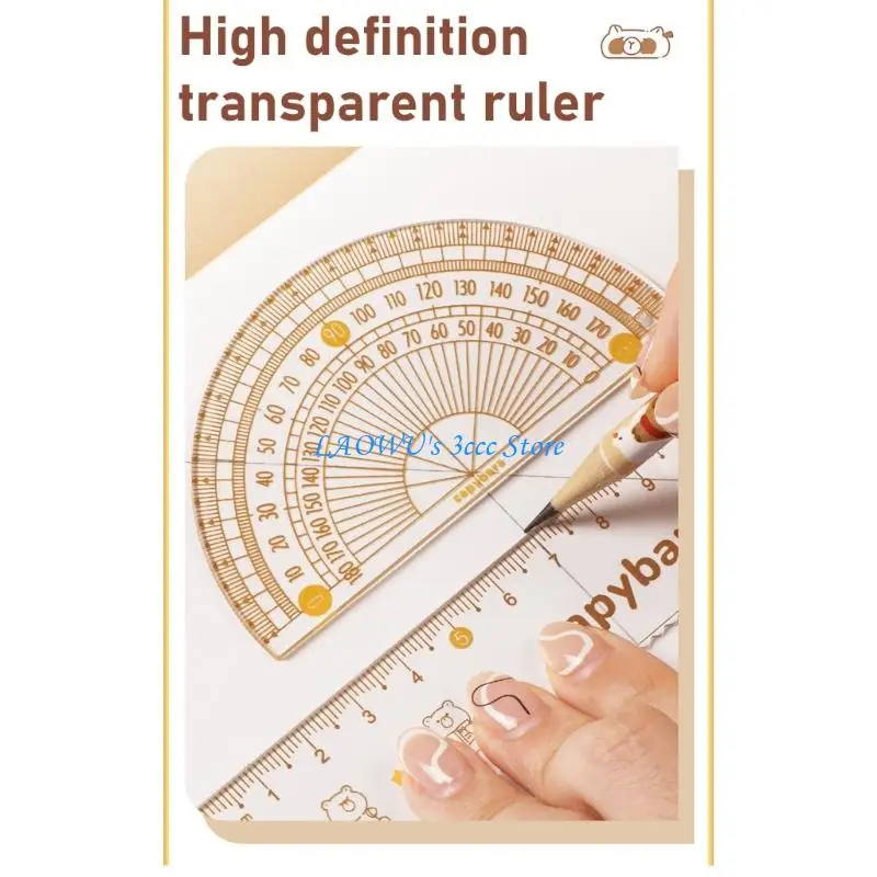 

Y8AD 7 Pcs Lovely Capybara Ruler Set Geometry Set Math Protractor for Student