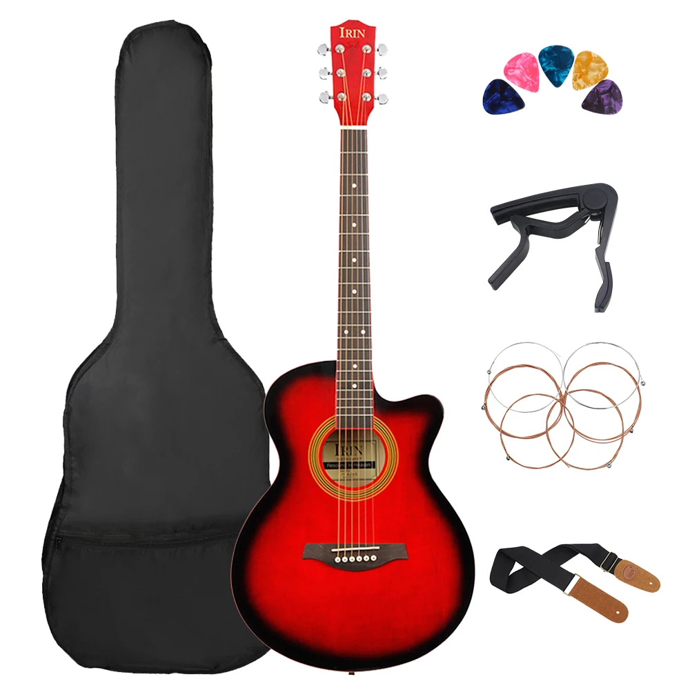 

IRIN 40 Inch Acoustic Guitar 21 Frets 6 Strings Rosewood Body Folk Guitar Guitarra With Strap Bag Capo Guitar Parts & Accessory