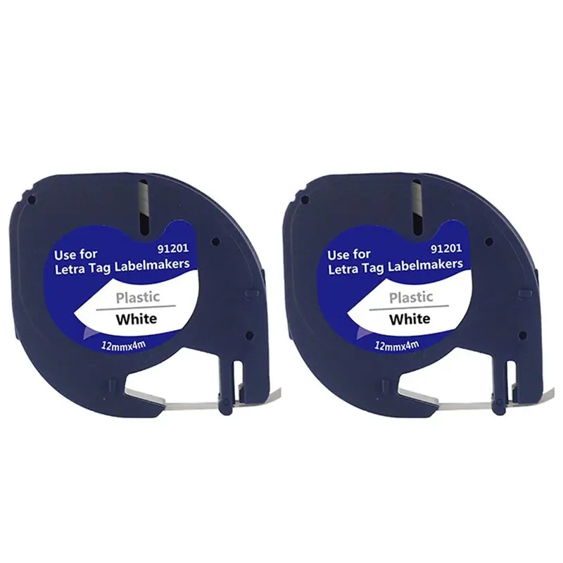 superior-40-pack-plastic-label-tapes-for-dymo-letratag-91201-black-on-white-12mm-x-4m-for-lt-100h-lt-100t-lt-2000-qx50