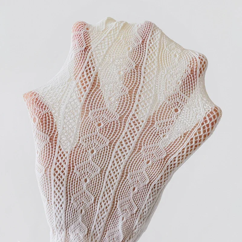New Summer Girls Tights Pure Cotton Breathable Mesh Beige White Black Children Princess Pantyhose Lolita Leggings For 2-12Y image 6
