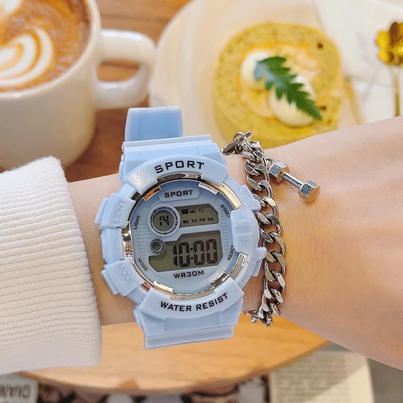 Relojes digitales para hombre y mujer con pulsera, relojes deportivos multifunción, reloj de pareja a la moda, reloj electrónico para niños y niñas