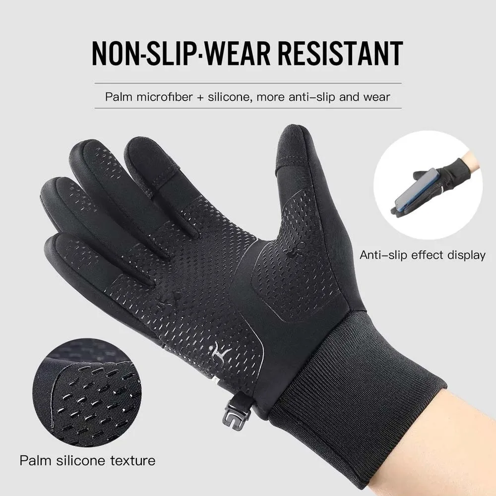 Polar Fleece Plush Thickened Gloves Soft Reflective Stripe Unisex Windproof Gloves Anti-splash Water Swen